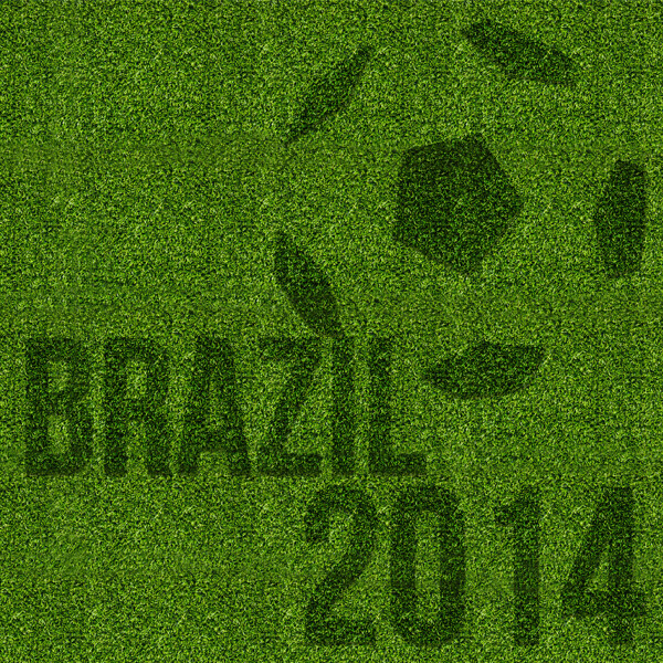 绿草草地上的巴西足球图片