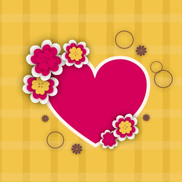 三八妇女节贺卡或海报beautifulpink心脏形状的黄色背景的设计