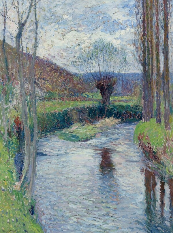 HenriMartinTheRiverinGreenatSpring1930画家风景画静物油画建筑油画装饰画