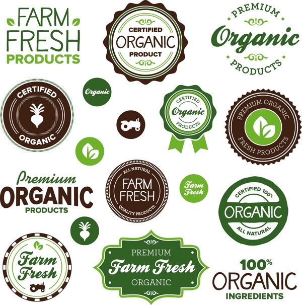 使用绿色食品生态和生物载体04个标签贴纸
