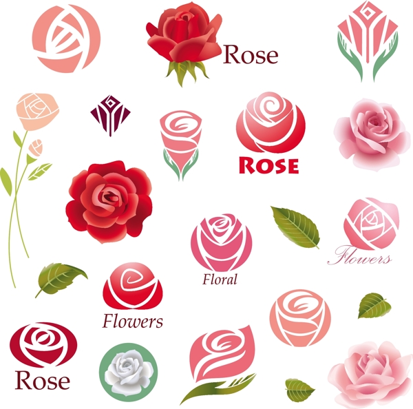 玫瑰花主题图标矢量设计