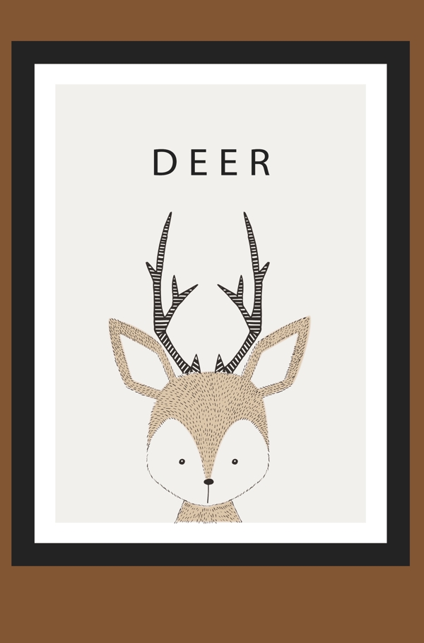 鹿头手绘插画