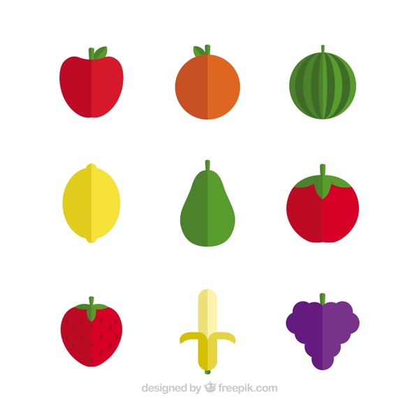 各种水果扁平风格插图