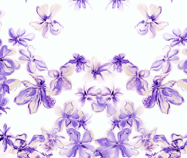 紫色彩绘花朵移门创意画