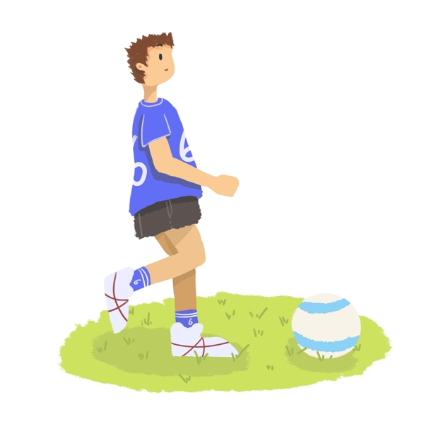 踢足球的人手绘可商用元素