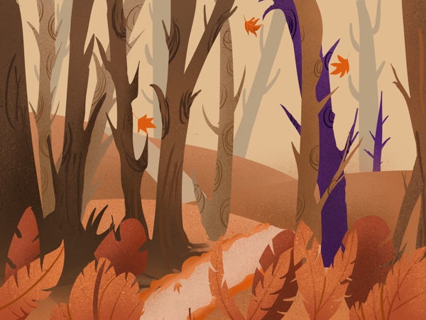 卡通森林秋天背景设计