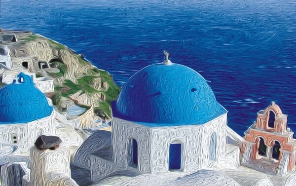 爱琴海风景油画