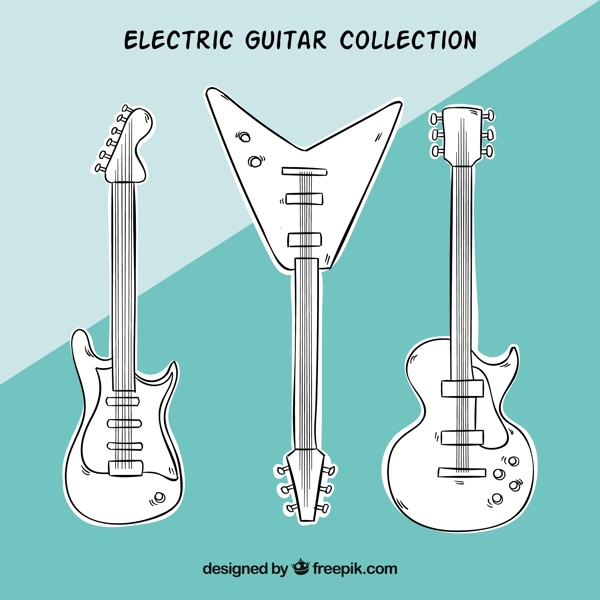 三种创意手绘电吉他矢量设计素材
