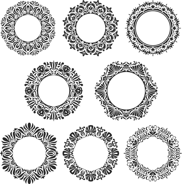 8个圆形装饰花边矢量素材
