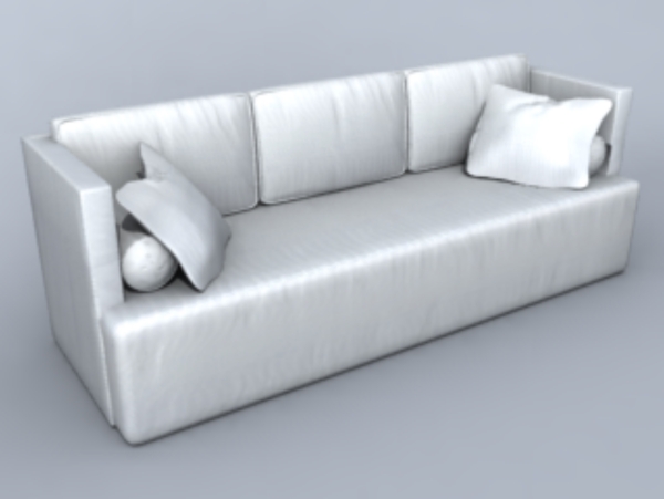 白色三人沙发3D模型