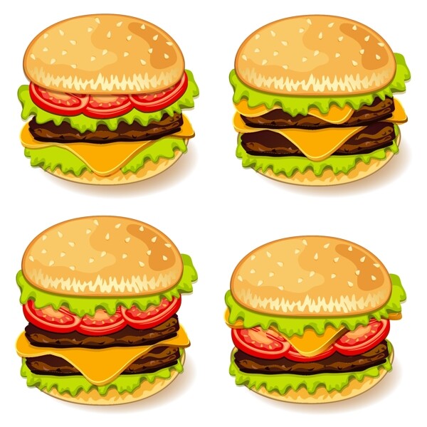 4个汉堡图标矢量素材