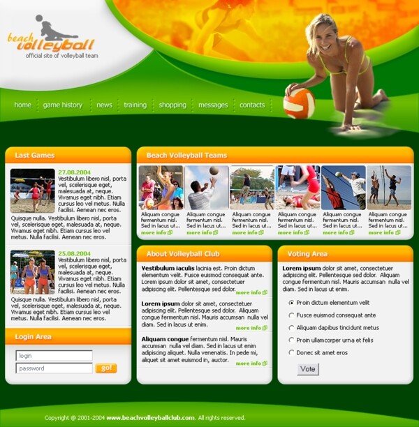 沙滩排球俱乐部网页模板