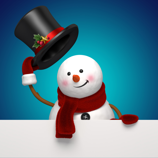 摘帽子的雪人图片