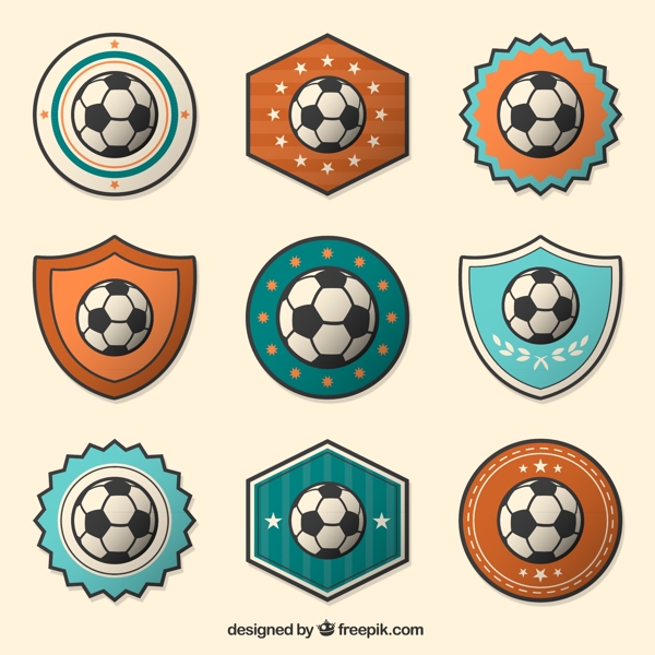 9款创意足球标签矢量素材图片