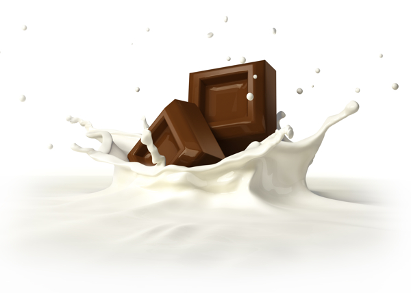 牛奶内的巧克力块图片