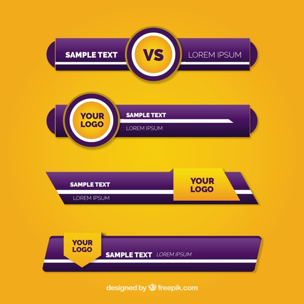 紫色黄色几何图形标题横幅矢量素材