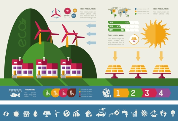 生态能源信息图矢量素材