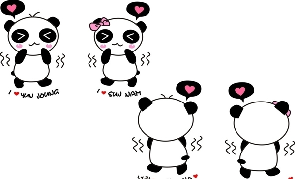 韩版熊猫图案情侣T恤图片