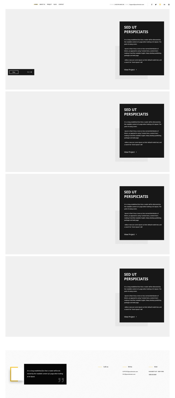 黑白底色网页界面PSD模板