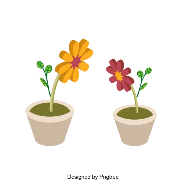 卡通手绘简单花盆花卉设计