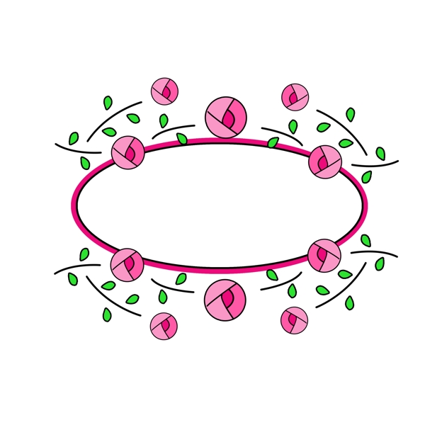 简约创意可爱卡通玫瑰花招牌边框