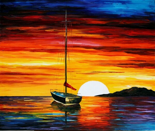 日出日落帆船