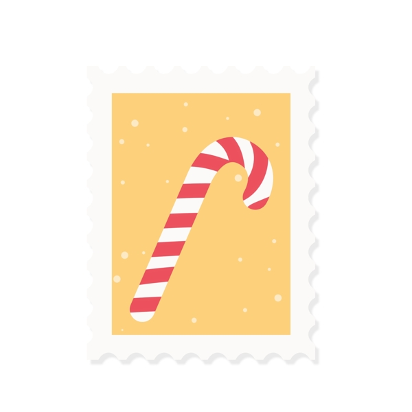 卡通圣诞邮票可爱棒棒糖拐棍设计元素