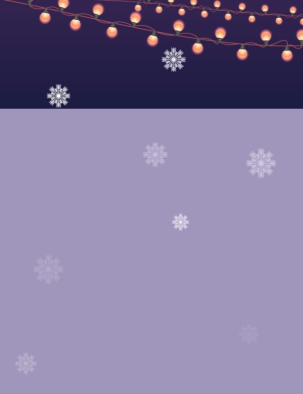 矢量紫色冬季雪花飘落彩灯节日背景