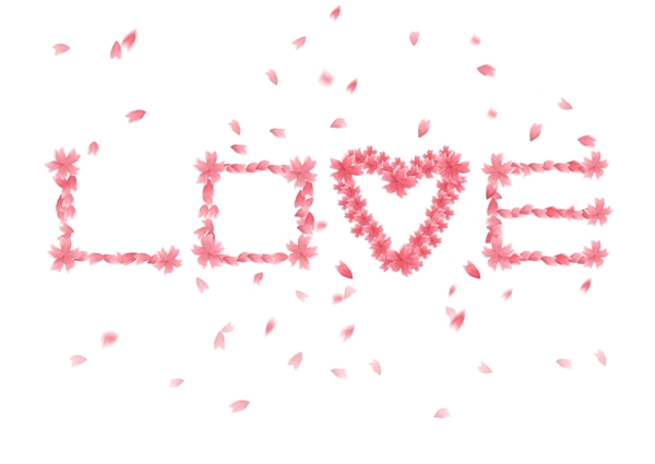 创意粉色樱花花朵组成LOVE字样小清新免费下载