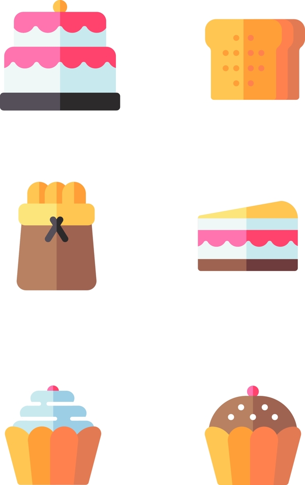 美味的甜点甜品插画图标