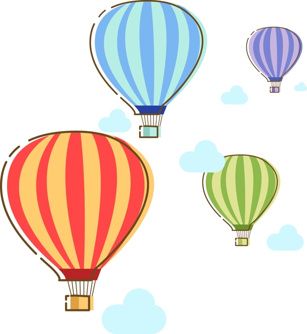 MBE彩色热气球白云原创可商用设计元素