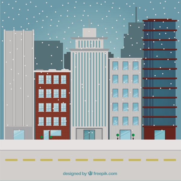 下雪的城市建筑