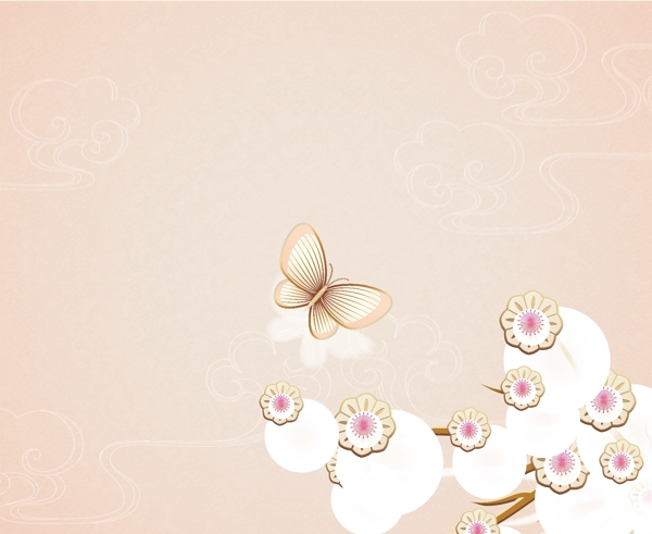 米色小花蝴蝶背景图片