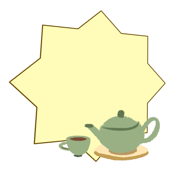 茶壶多边形边框插画
