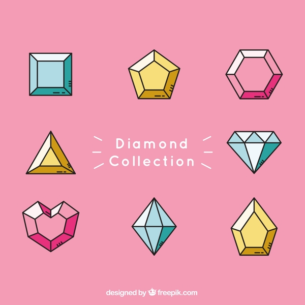 不同图案和颜色的钻石收藏