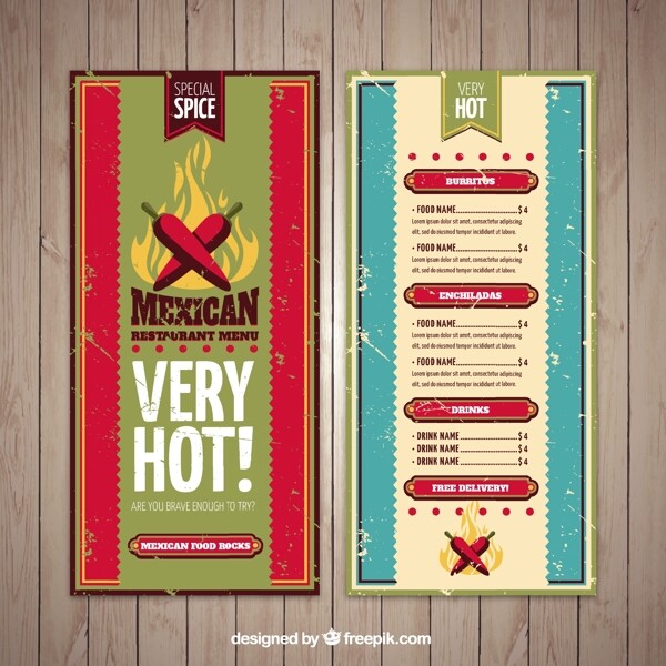 蹩脚的墨西哥菜单和红辣椒