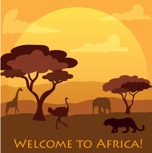非洲森林动物插画