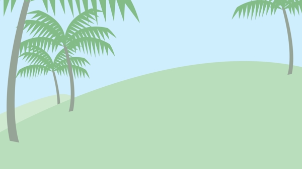 绿色山坡上的椰子树
