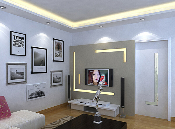 现代两居室内装修施工图附效果图图片