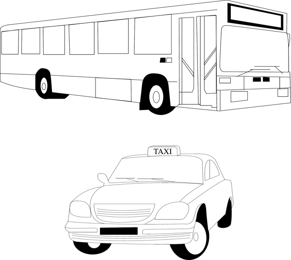 公交车与出租车图片