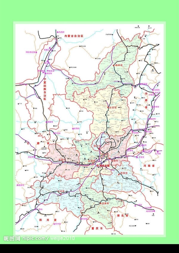 陕西省地形图图片