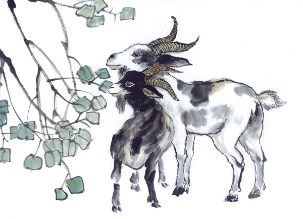 羊写意动物画国画0060