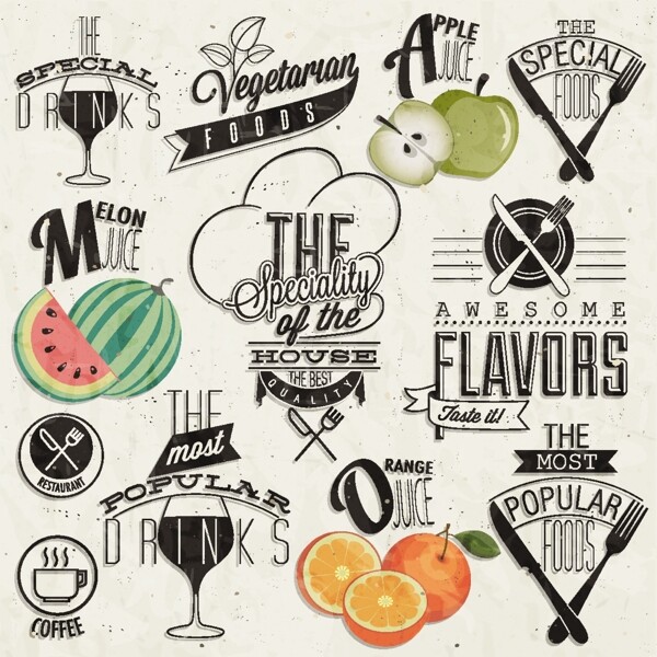 饮料图标和水果