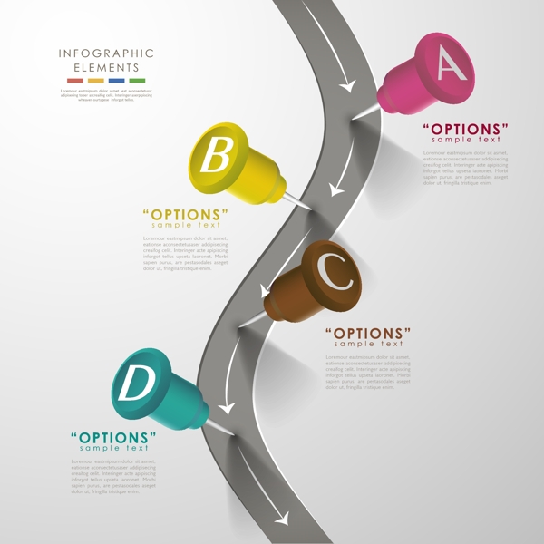 创意道路图钉图表