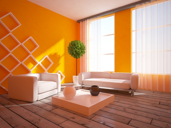 橙色时尚客厅设计