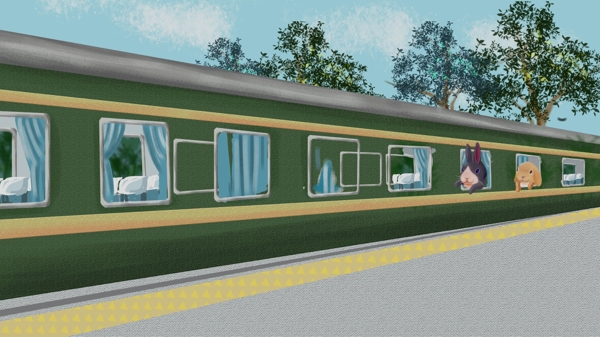 彩绘过年春运主题火车背景