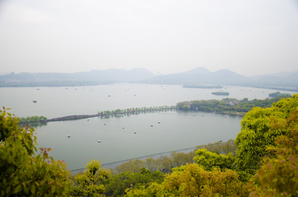 鸟瞰西湖风景图片