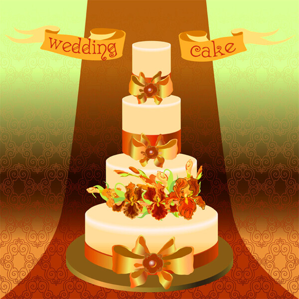 丝带与结婚蛋糕图片