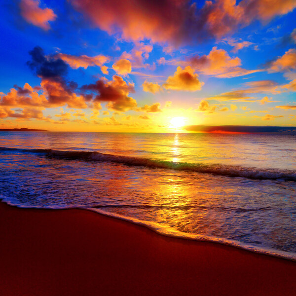 黄昏海滩风景图片