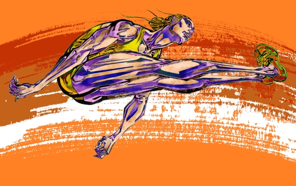 运动健身绘画人物分层素材PSD086